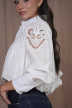 Camisa Detalles Encaje Blanco
