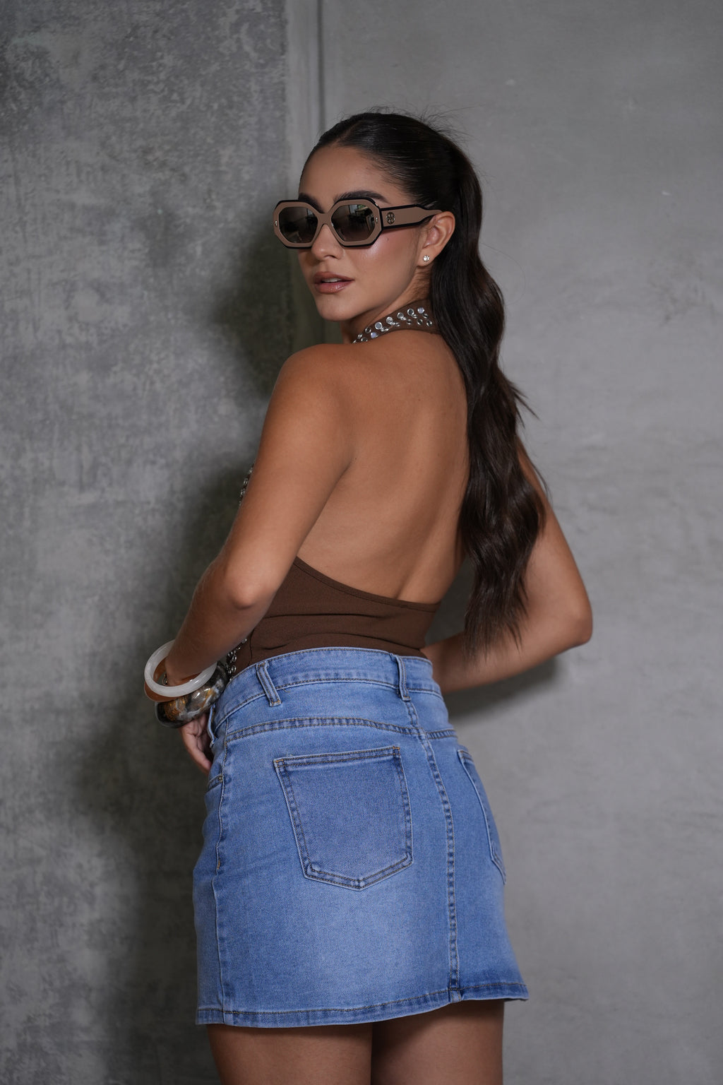 Falda corta en denim