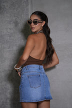 Falda corta en denim