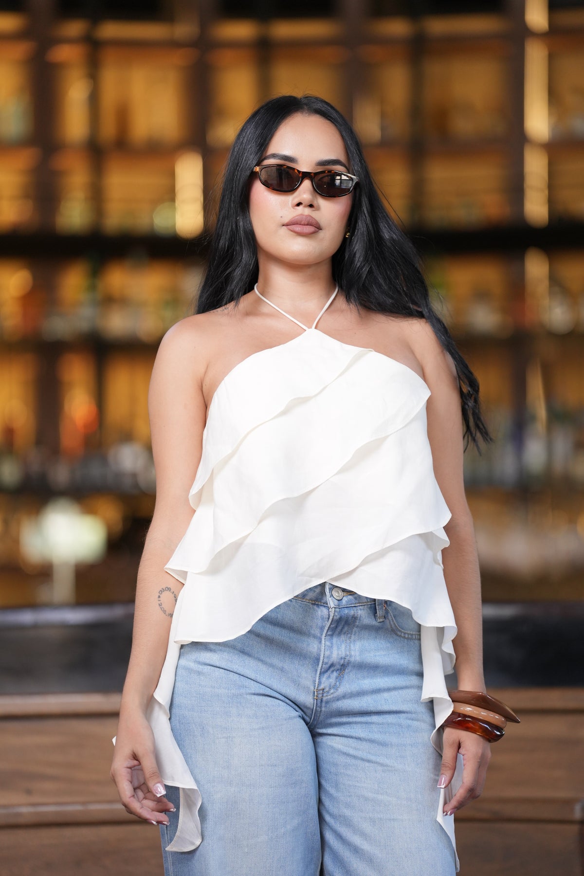 Blusa Blanca con Volantes