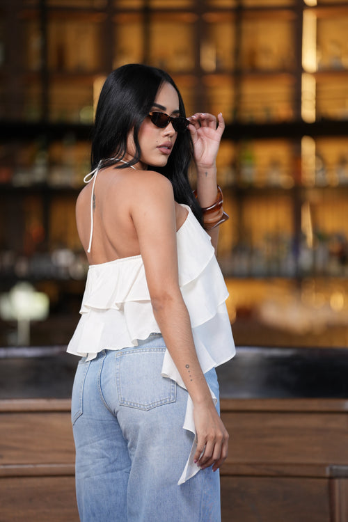 Blusa Blanca con Volantes