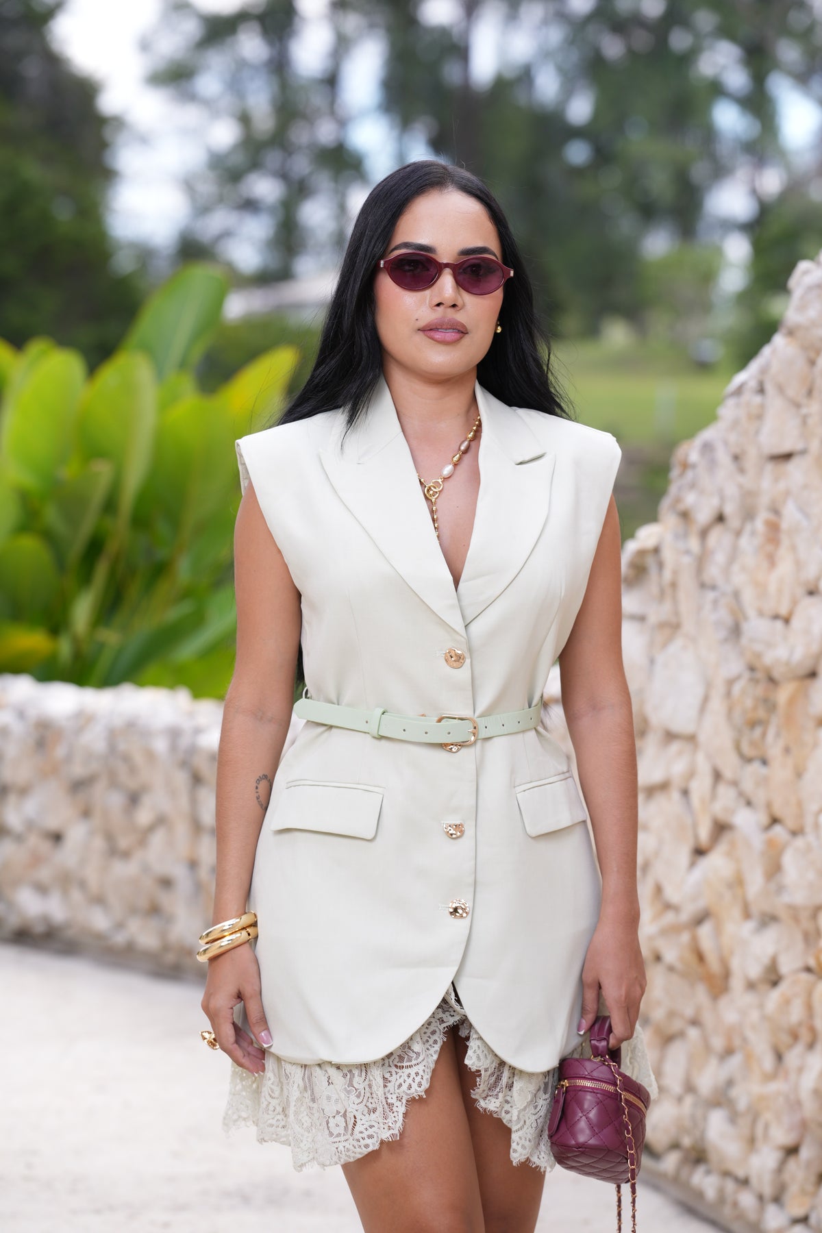 Vestido Blazer con Encaje