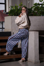 Pantalón Rayas Azul & Chocolate