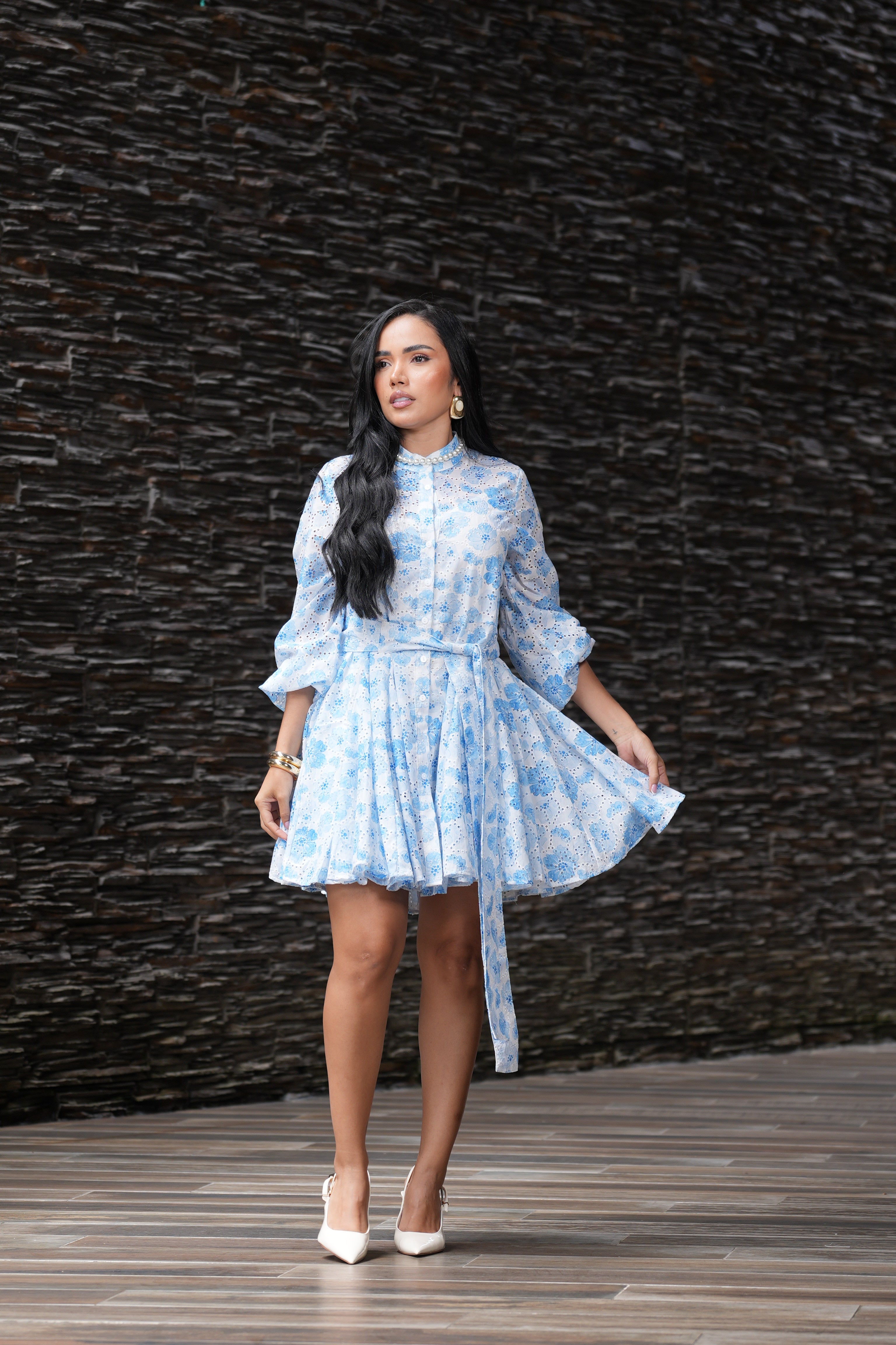 Vestido Flores Azul