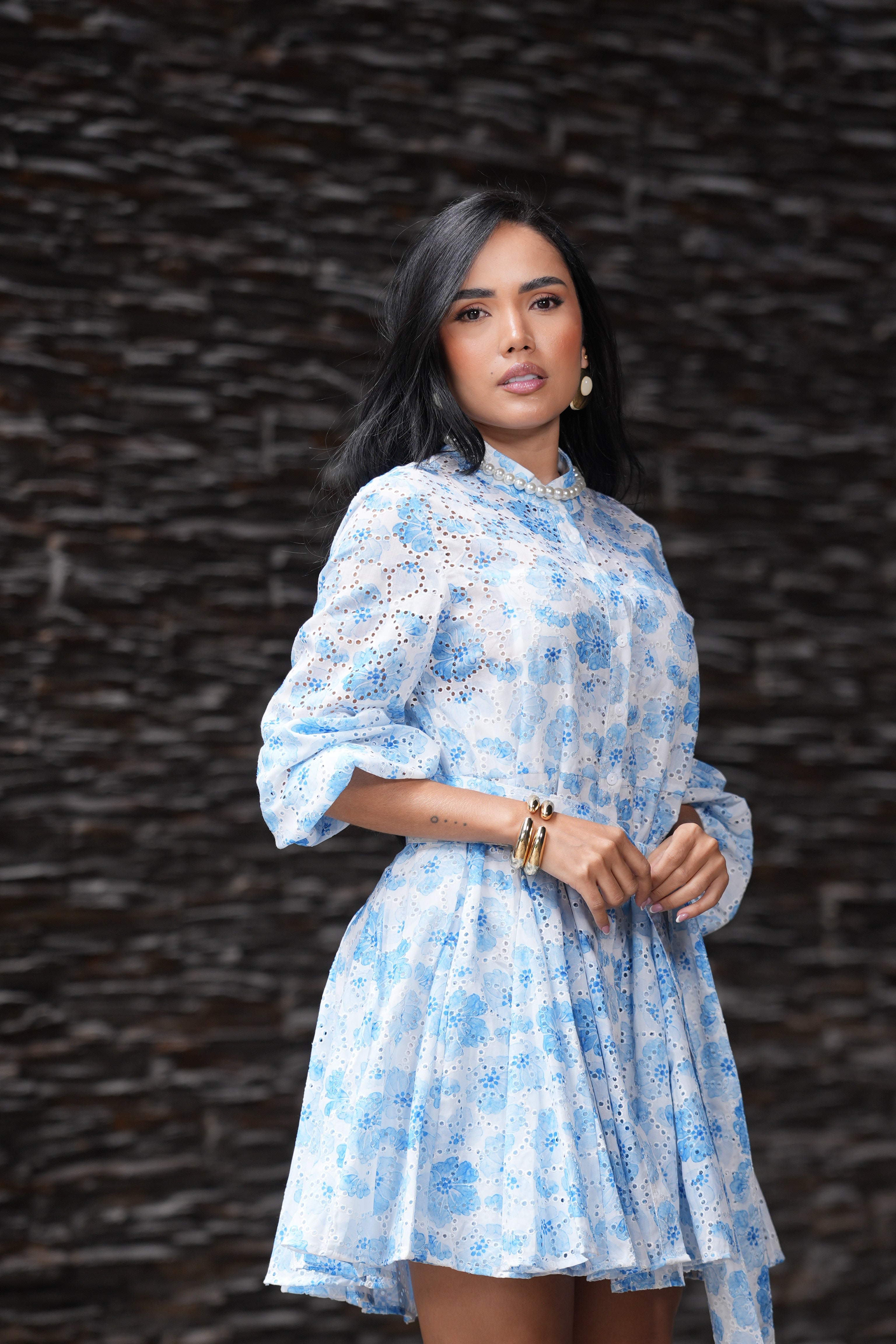 Vestido Flores Azul