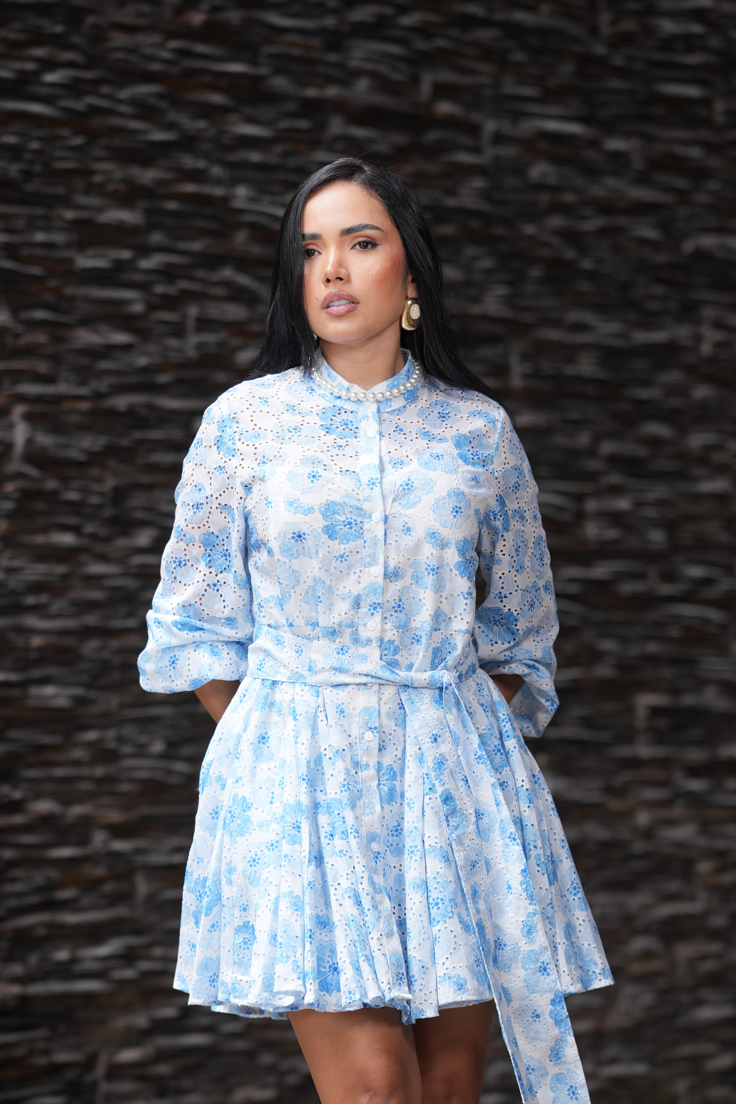 Vestido Flores Azul