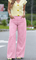 Pantalón Wide Leg Floral Rosa