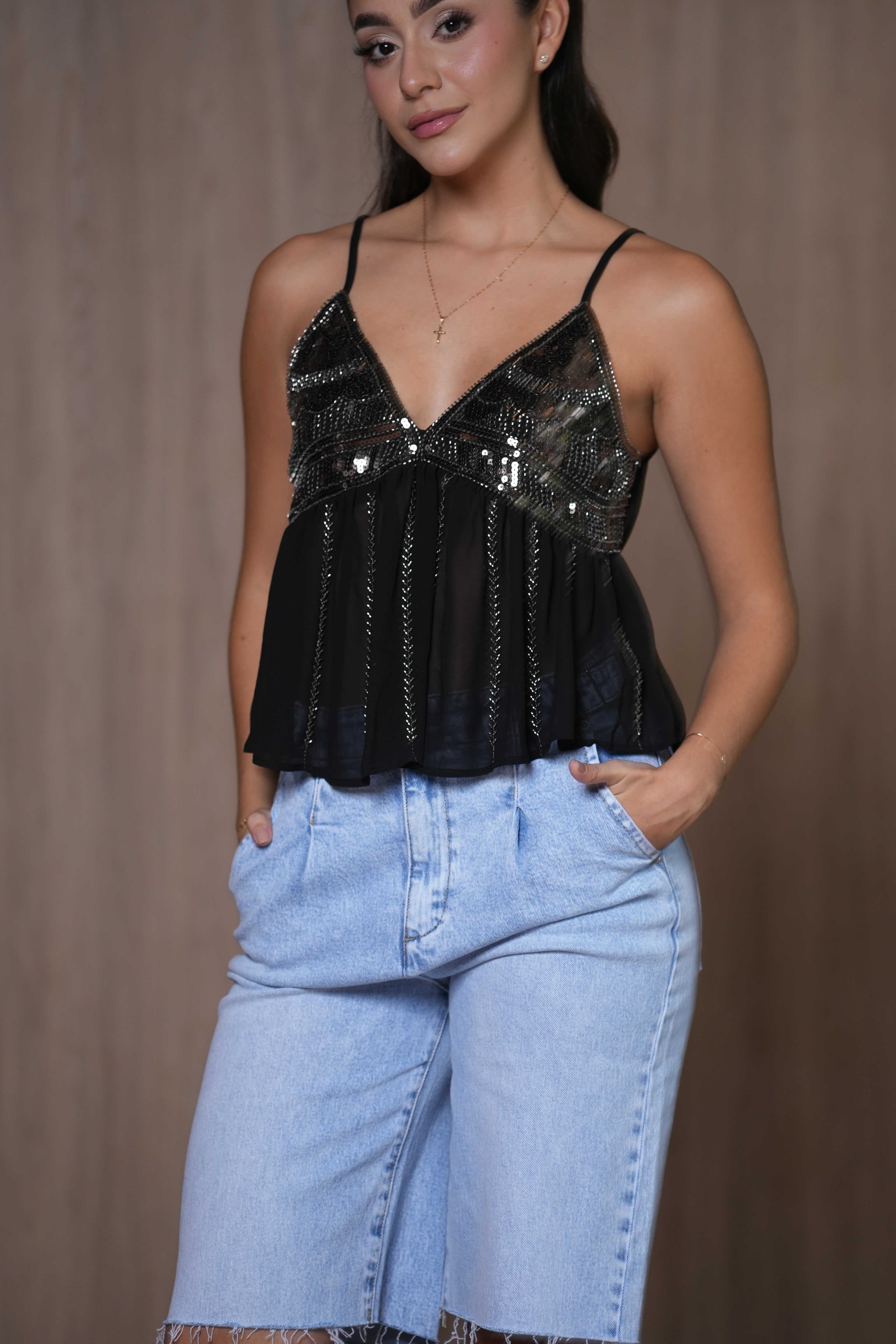 Blusa Negra Lentejuelas