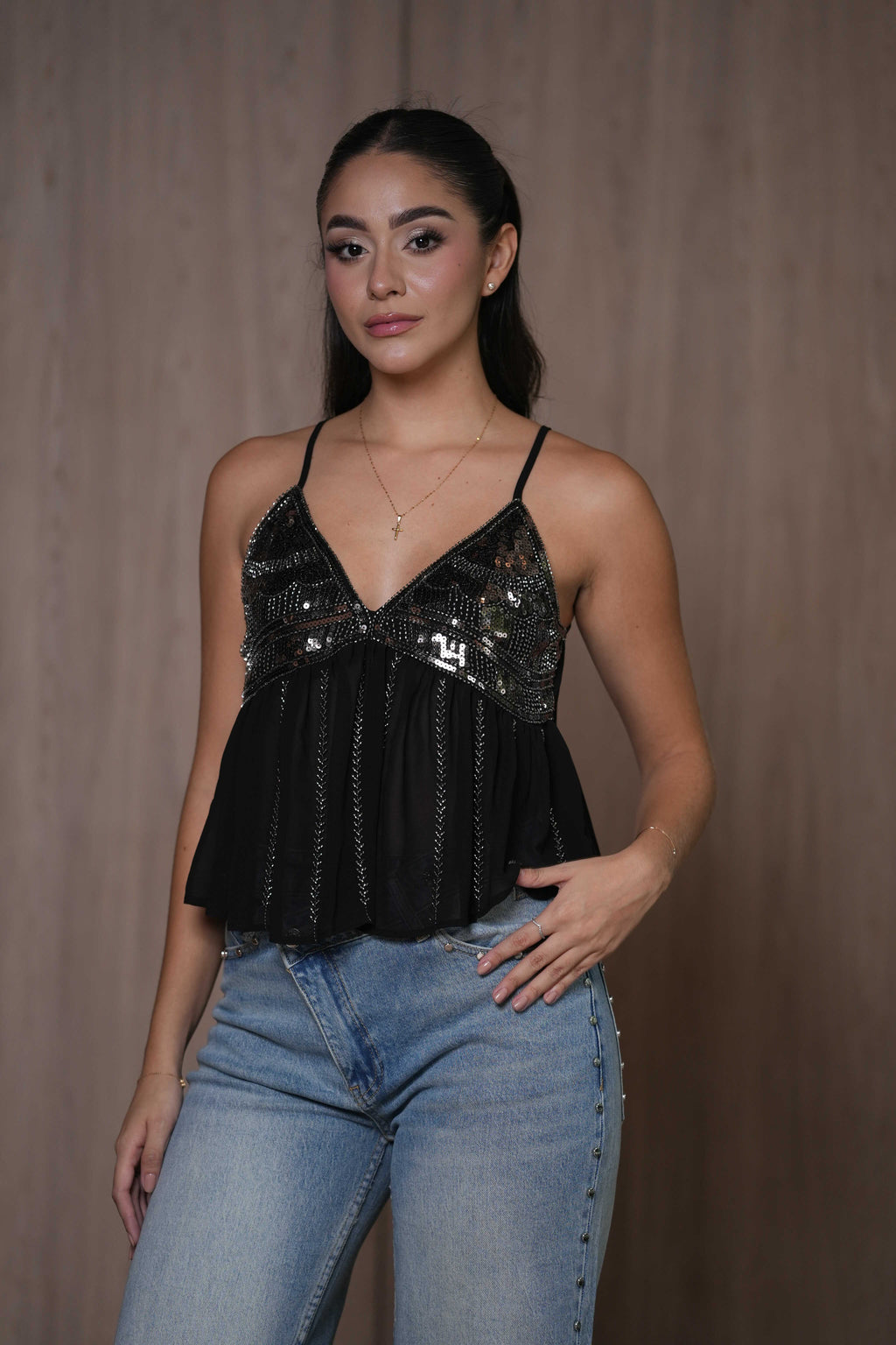 Blusa Negra Lentejuelas
