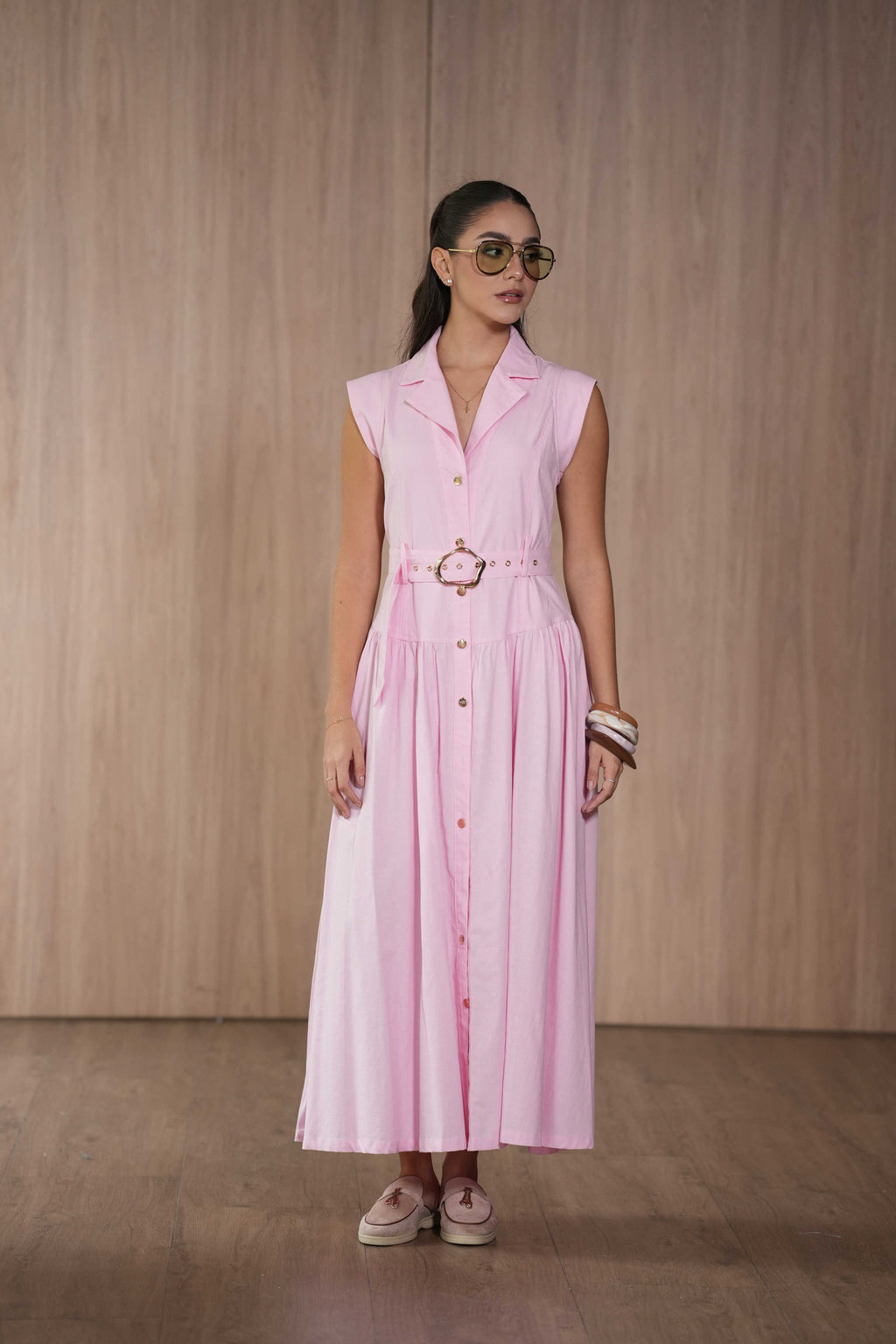 Vestido Cinturón Rosa