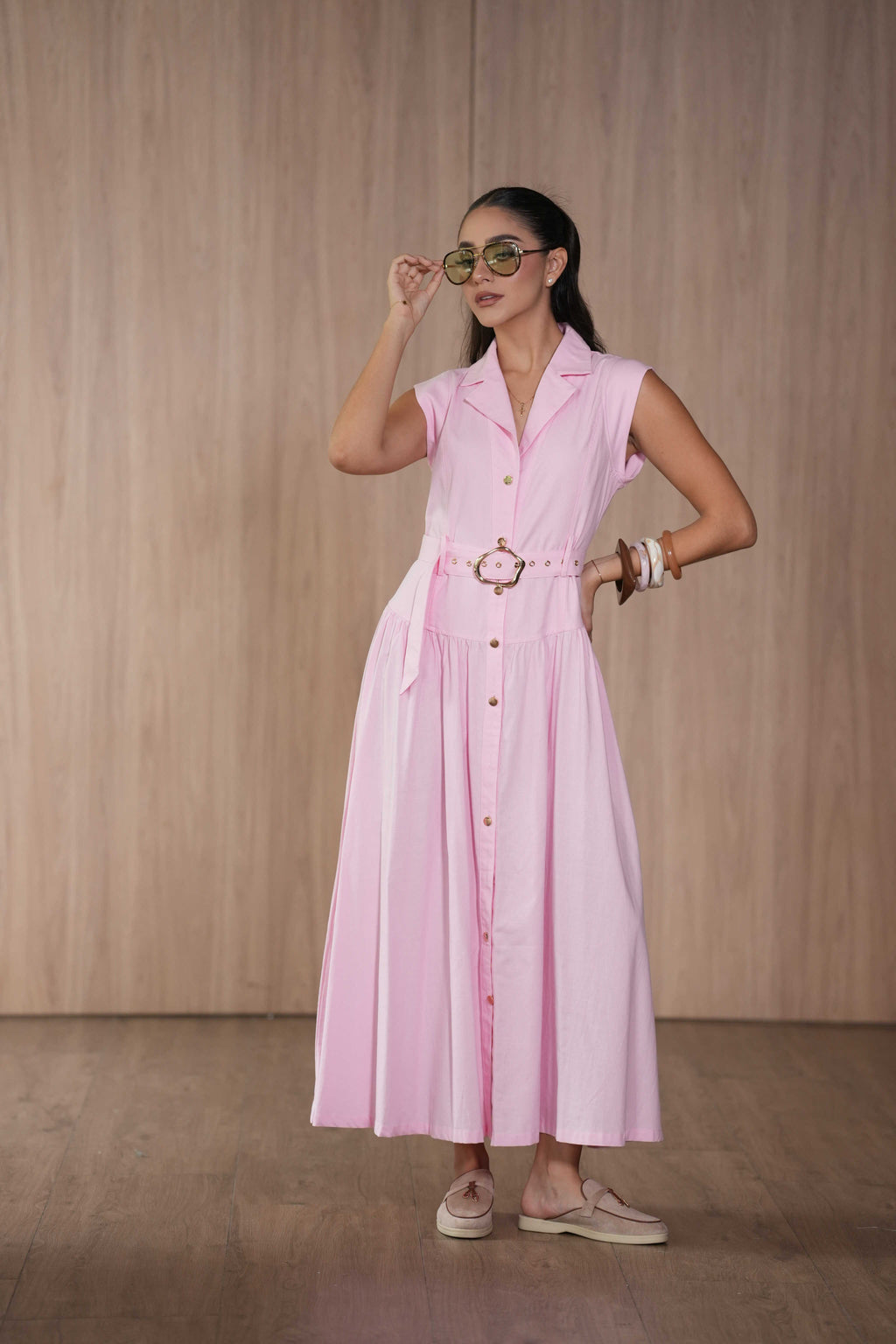 Vestido Cinturón Rosa