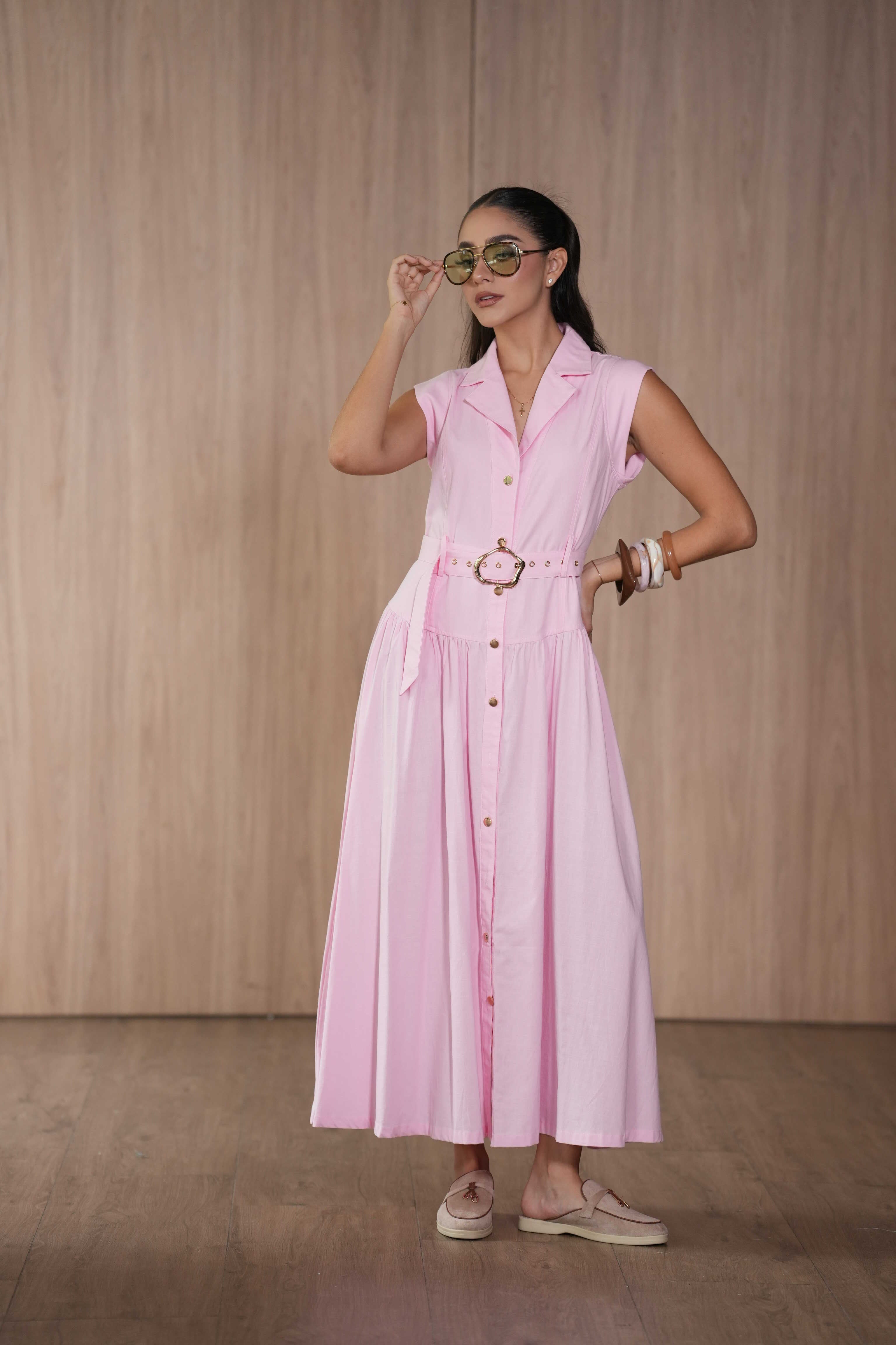 Vestido Cinturón Rosa