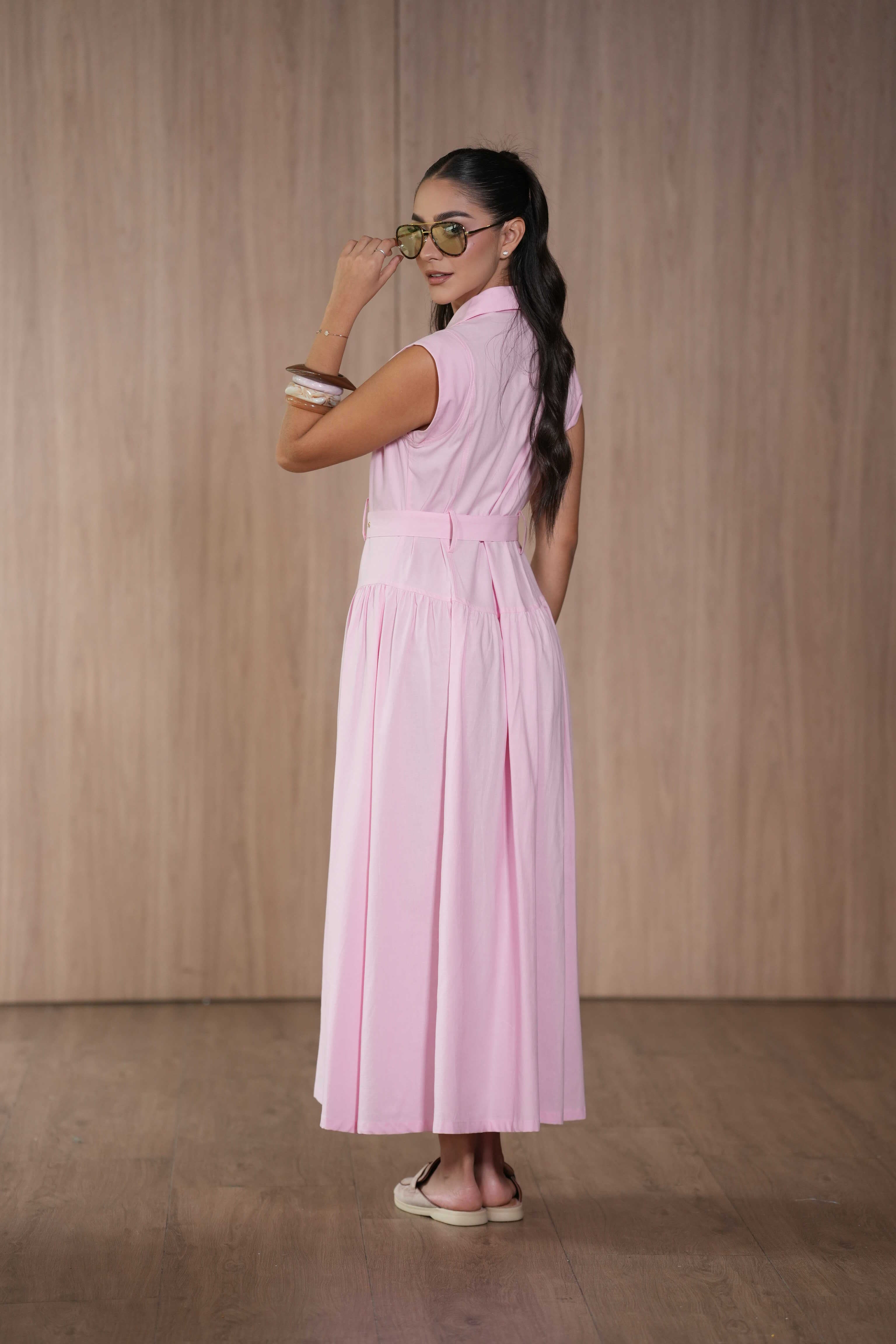 Vestido Cinturón Rosa