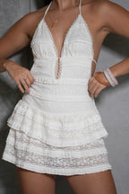Vestido Corto Encaje Blanco